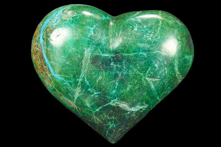 Polished Chrysocolla & Malachite Heart - Congo #83334